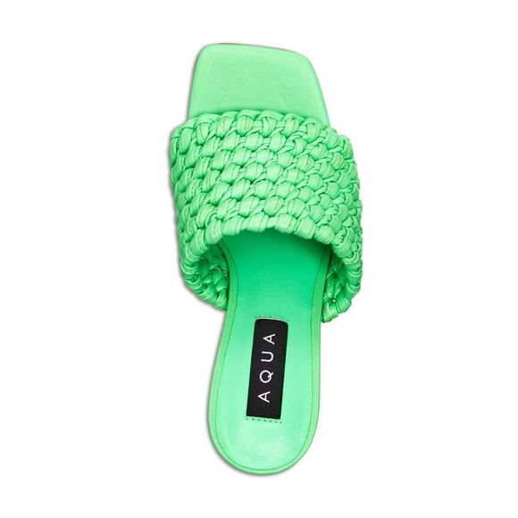 AQUA Womens Green Padded Woven Katy Square Toe Stiletto Slip On Heeled Sandal 9 - Picture 4 of 4
